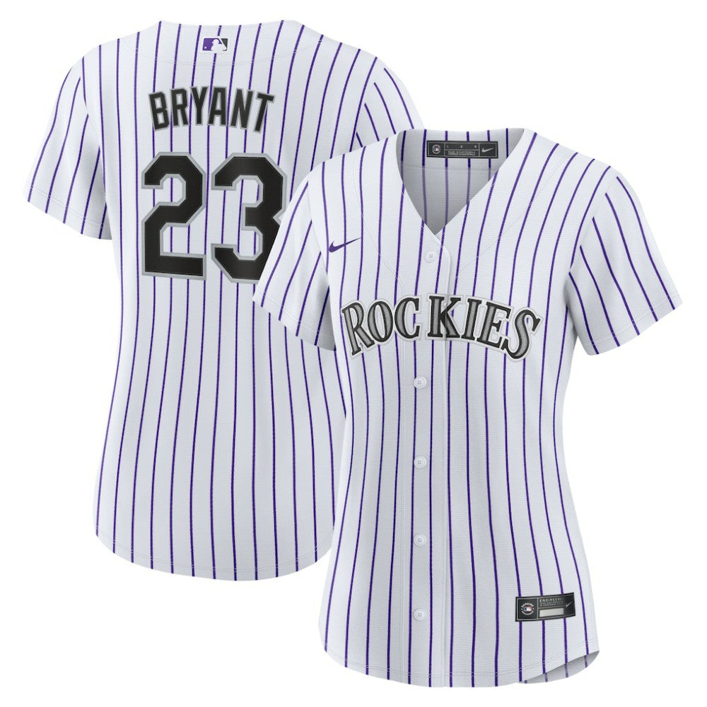 Kris Bryant Colorado Rockies Women's Replica Player Jersey White/Purple | Nike