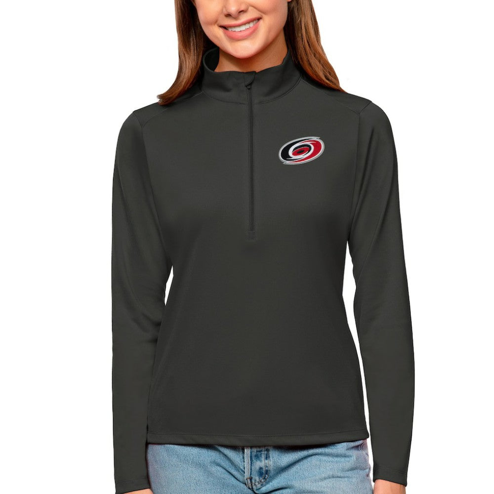 Carolina Hurricanes Antigua Women's Tribute Quarter-Zip Pullover Top Charcoal
