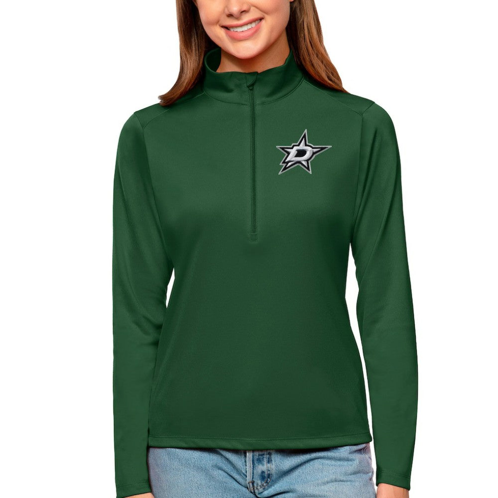 Dallas Stars Antigua Women's Tribute Quarter-Zip Pullover Top Forest Green