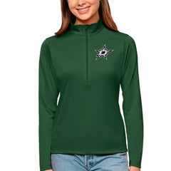 Dallas Stars Antigua Women's Tribute Quarter-Zip Pullover Top Forest Green