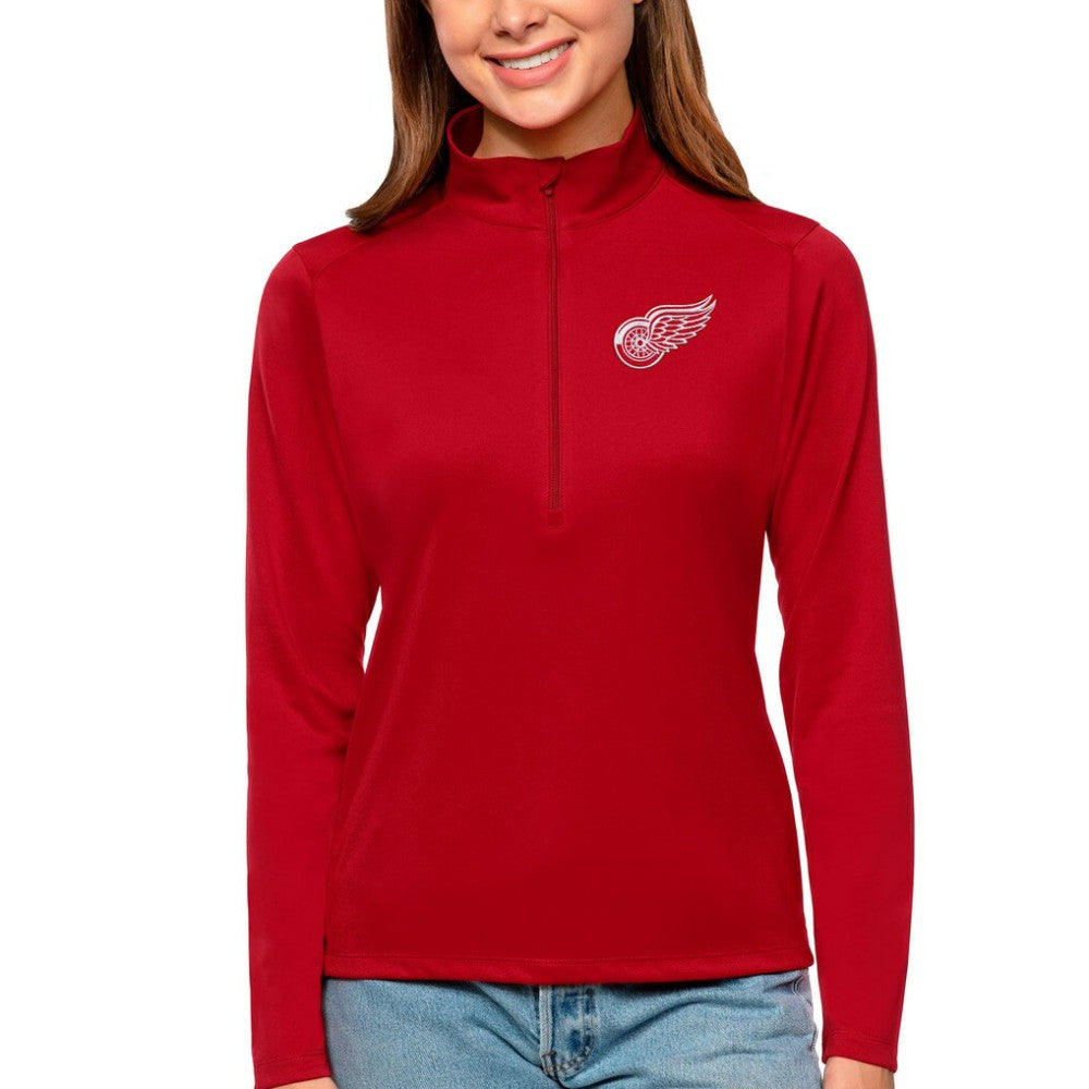 Detroit Red Wings Antigua Women's Tribute Quarter-Zip Pullover Top Red