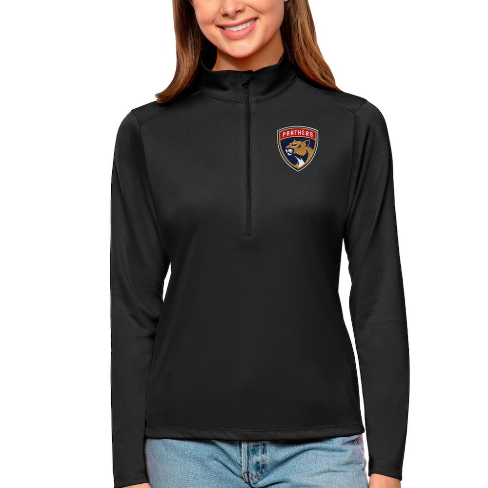 Florida Panthers Antigua Women's Tribute Quarter-Zip Pullover Top Black
