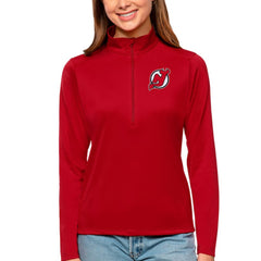 New Jersey Devils Antigua Women's Tribute Quarter-Zip Pullover Top Red