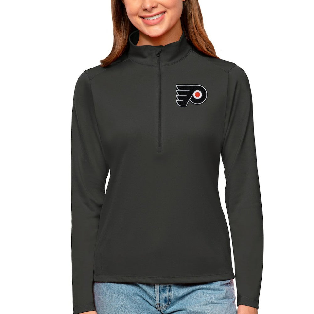 Philadelphia Flyers Antigua Women's Tribute Quarter-Zip Pullover Top Charcoal