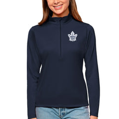 Toronto Maple Leafs Antigua Women's Tribute Quarter-Zip Pullover Top Navy