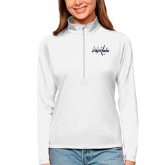 Washington Capitals Antigua Women's Tribute Quarter-Zip Pullover Top White