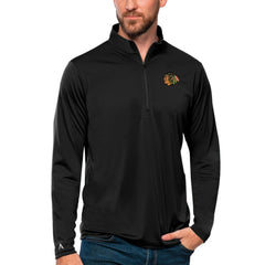 Chicago Blackhawks Antigua Tribute Quarter-Zip Pullover Top Black