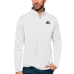 Colorado Avalanche Antigua Tribute Quarter-Zip Pullover Top White