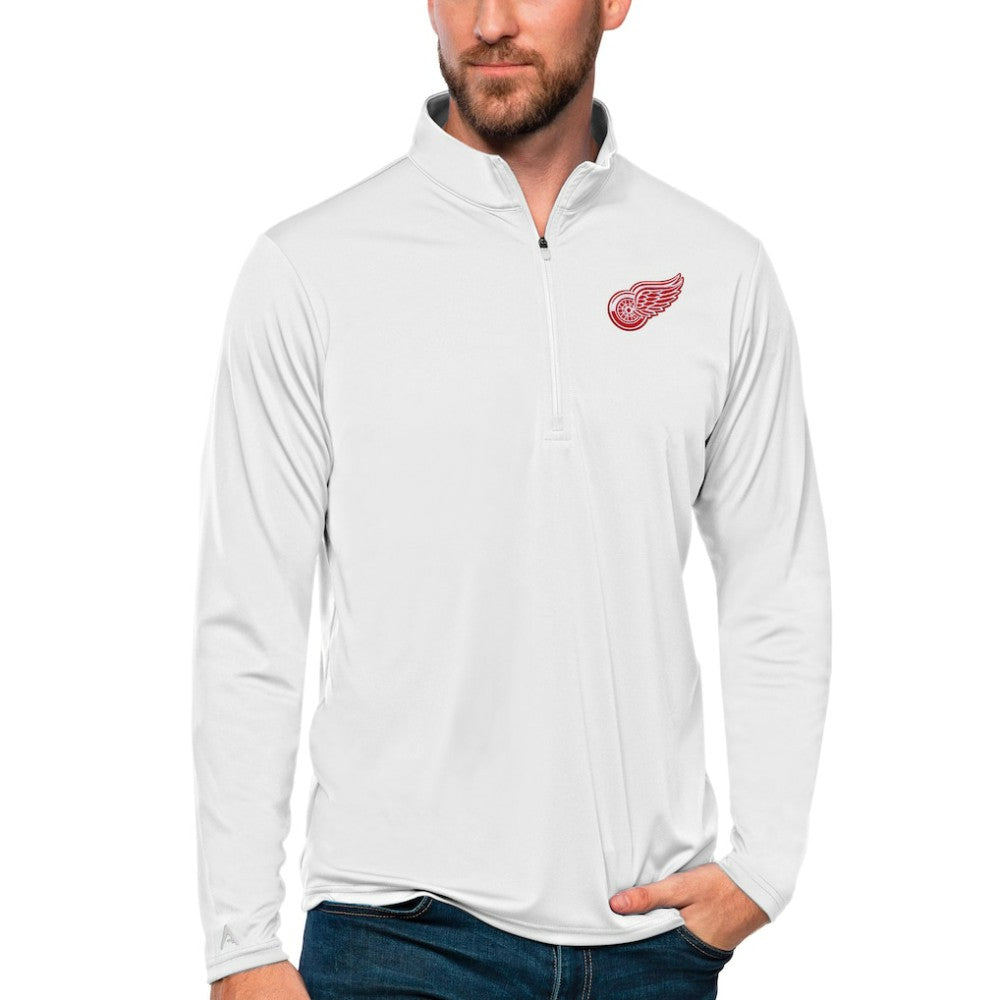 Detroit Red Wings Antigua Tribute Quarter-Zip Pullover Top White