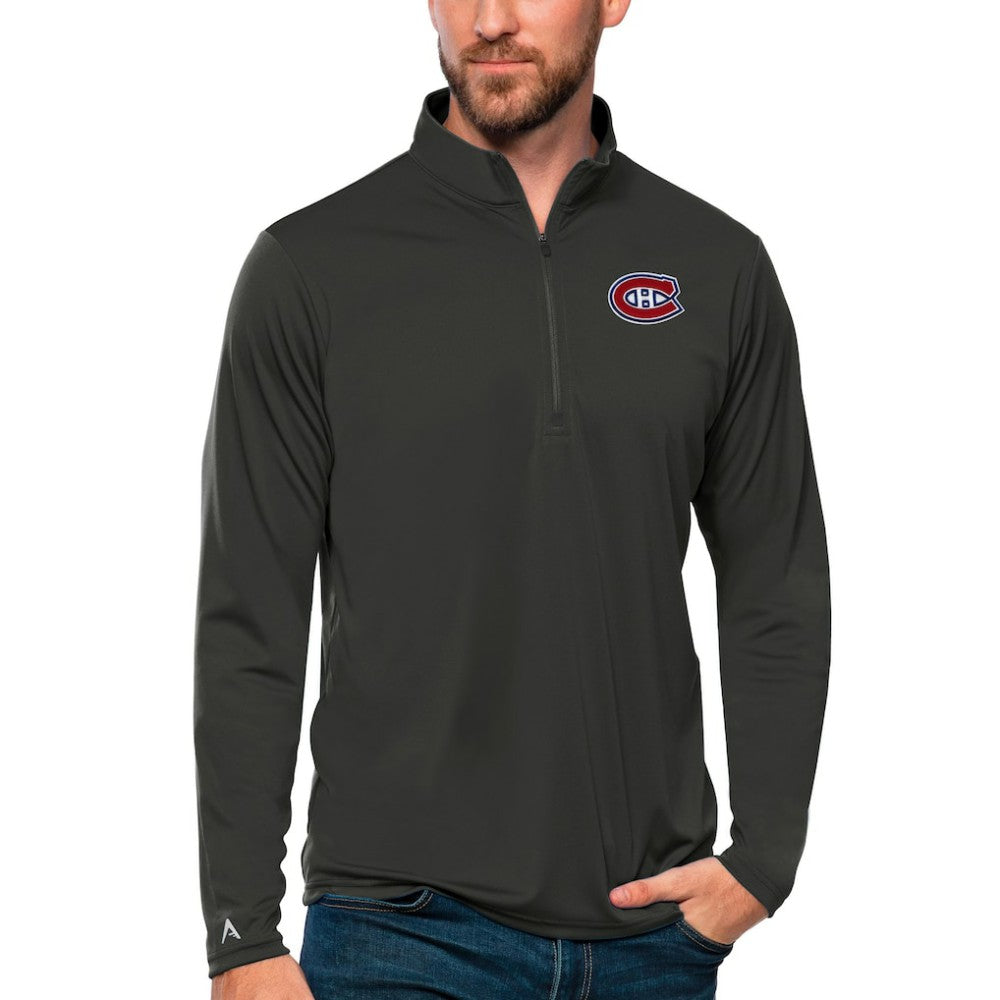 Montreal Canadiens Antigua Tribute Quarter-Zip Pullover Top Charcoal