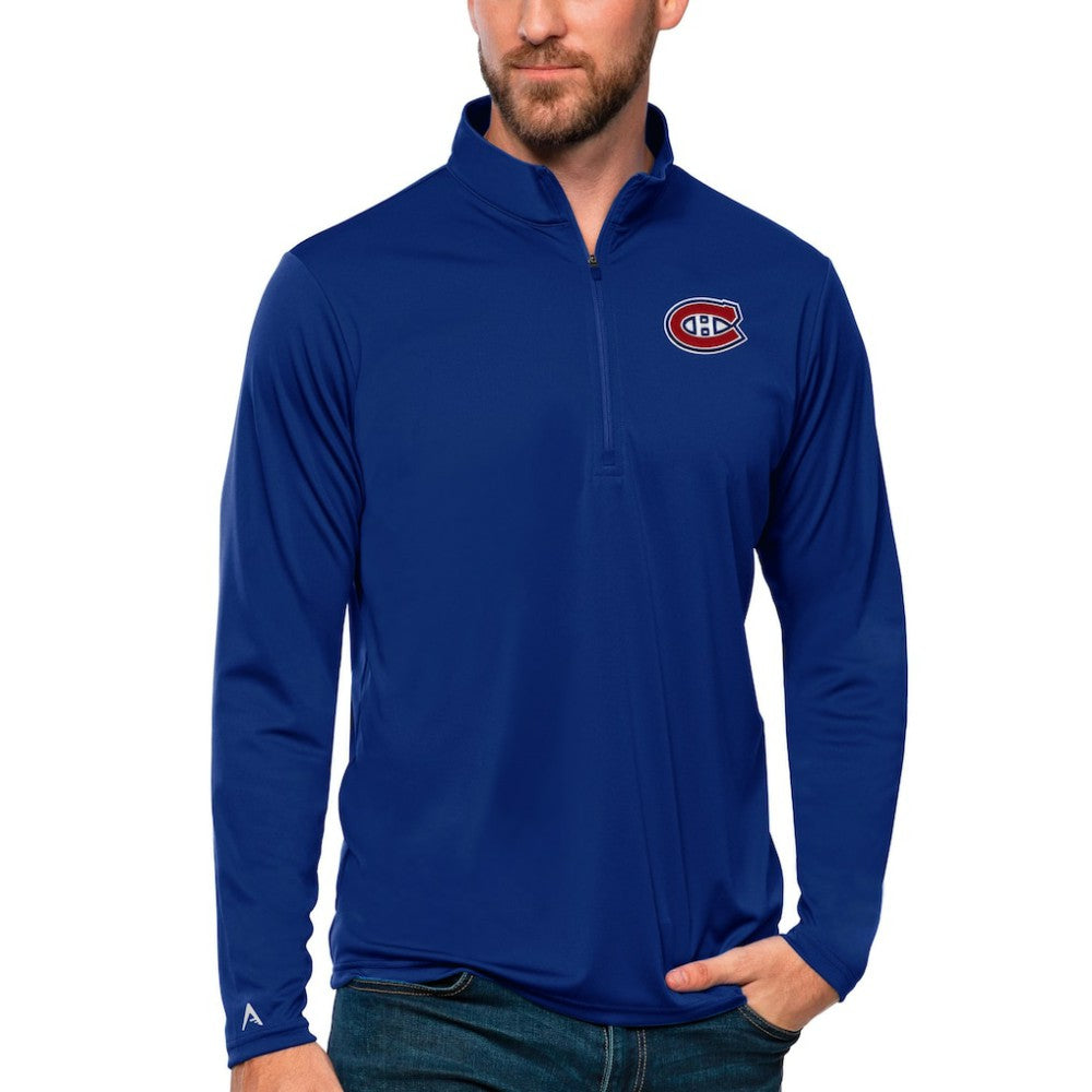 Montreal Canadiens Antigua Tribute Quarter-Zip Pullover Top Blue