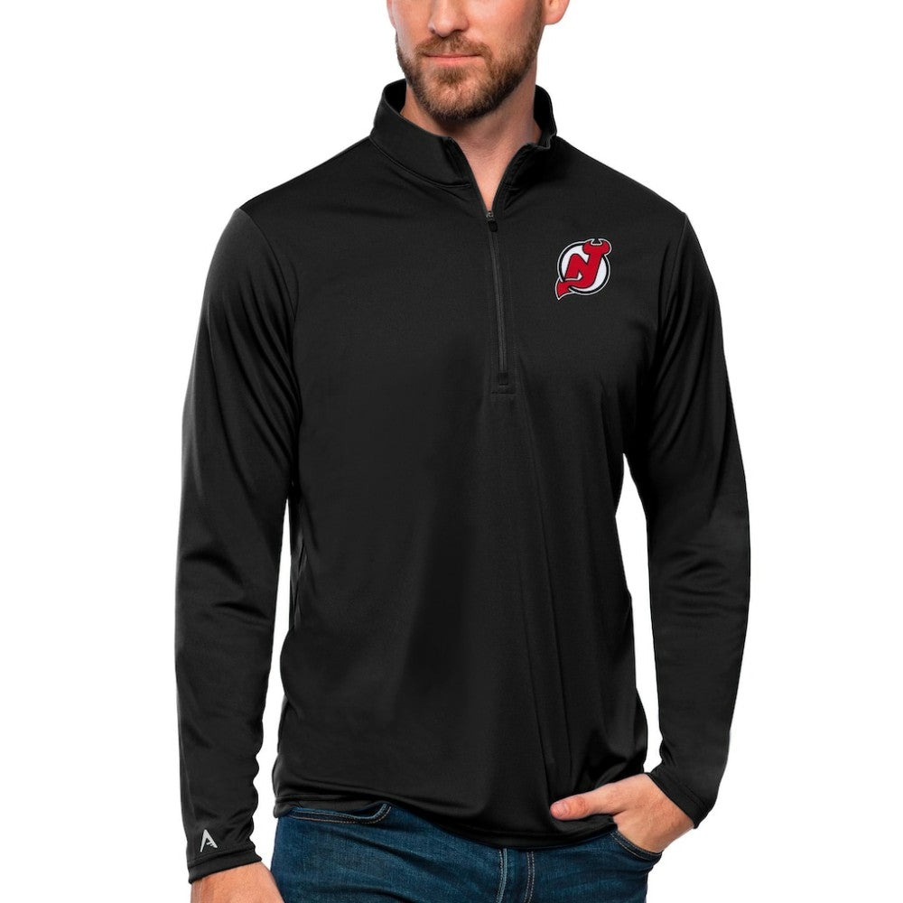 New Jersey Devils Antigua Tribute Quarter-Zip Pullover Top Black