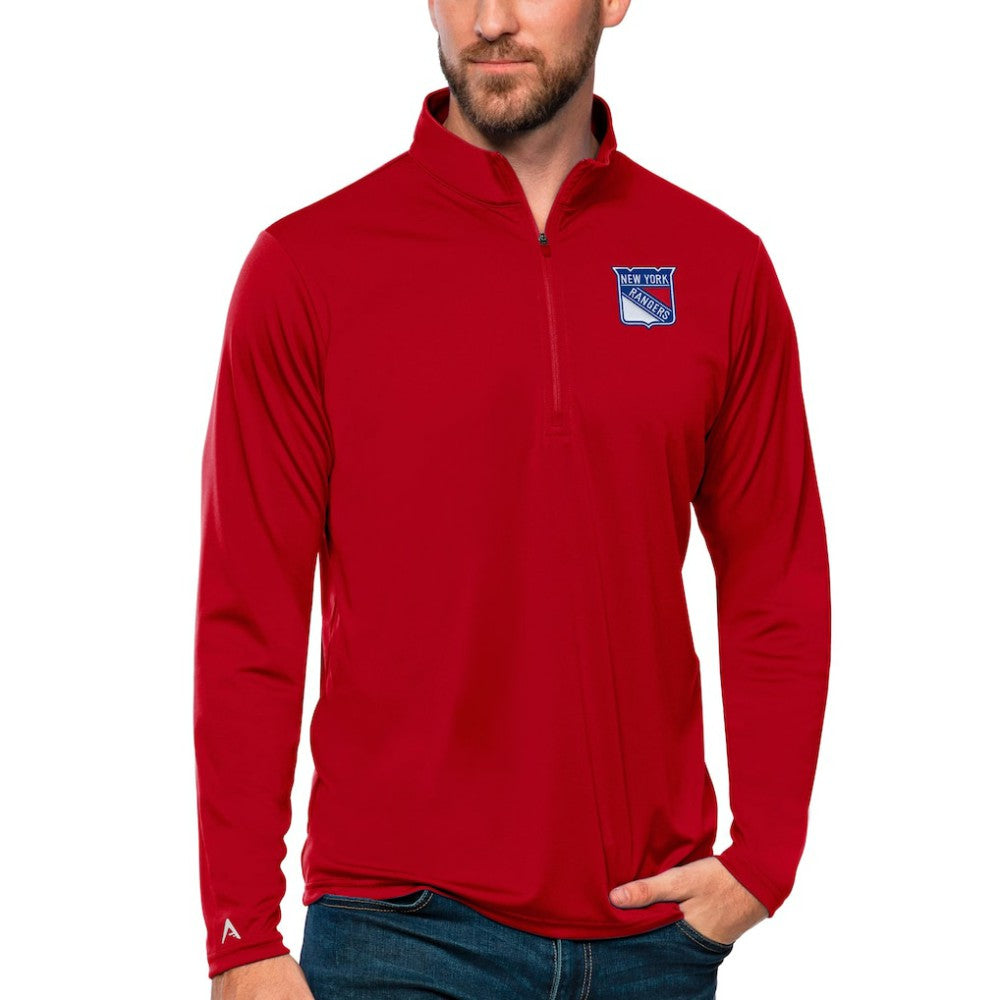 New York Rangers Antigua Tribute Quarter-Zip Pullover Top Red