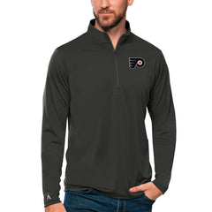 Philadelphia Flyers Antigua Tribute Quarter-Zip Pullover Top Charcoal