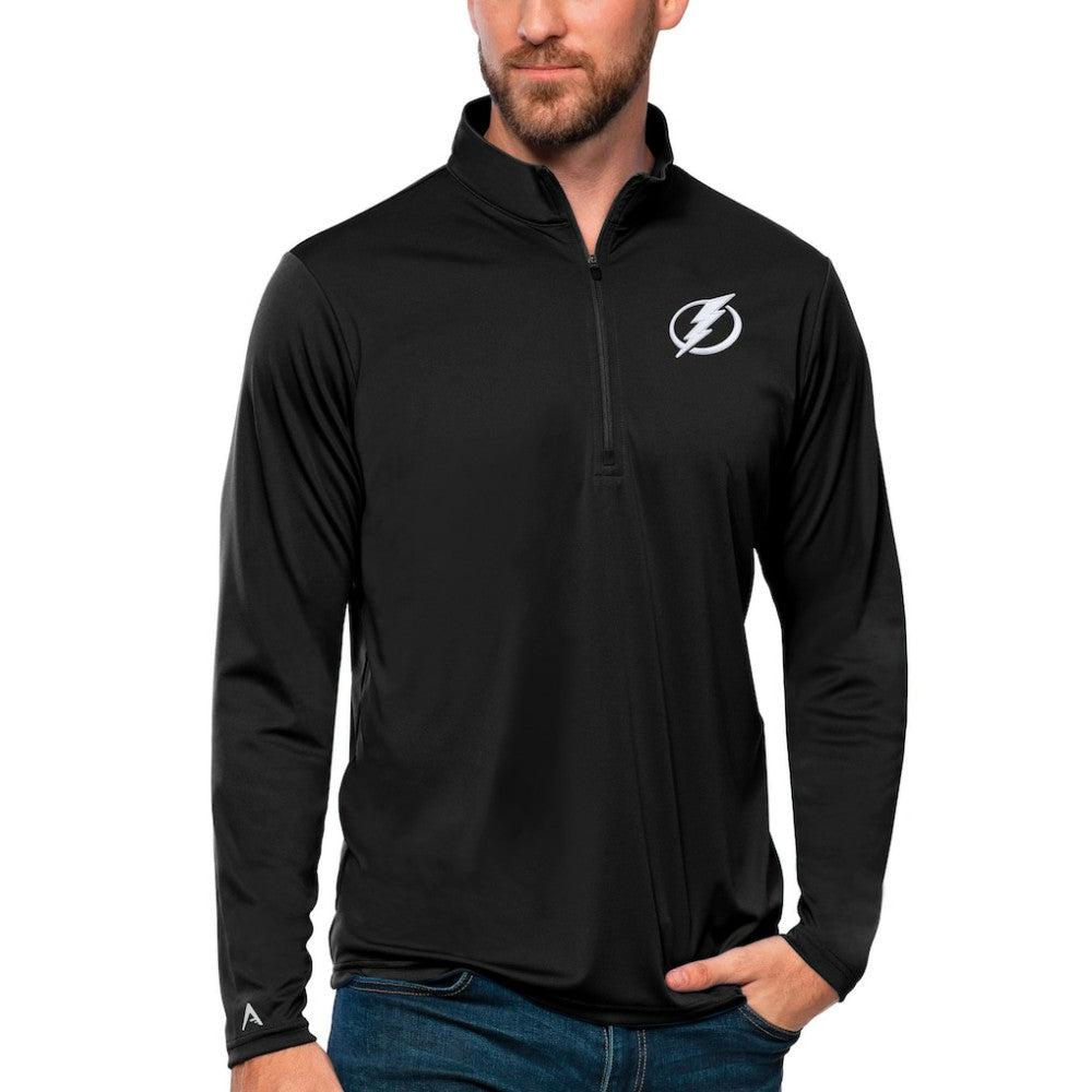 Tampa Bay Lightning Antigua Tribute Quarter-Zip Pullover Top Black