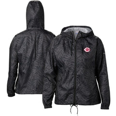 Cincinnati Reds Women's Flash Forward Full-Zip Windbreaker Jacket Black | Columbia