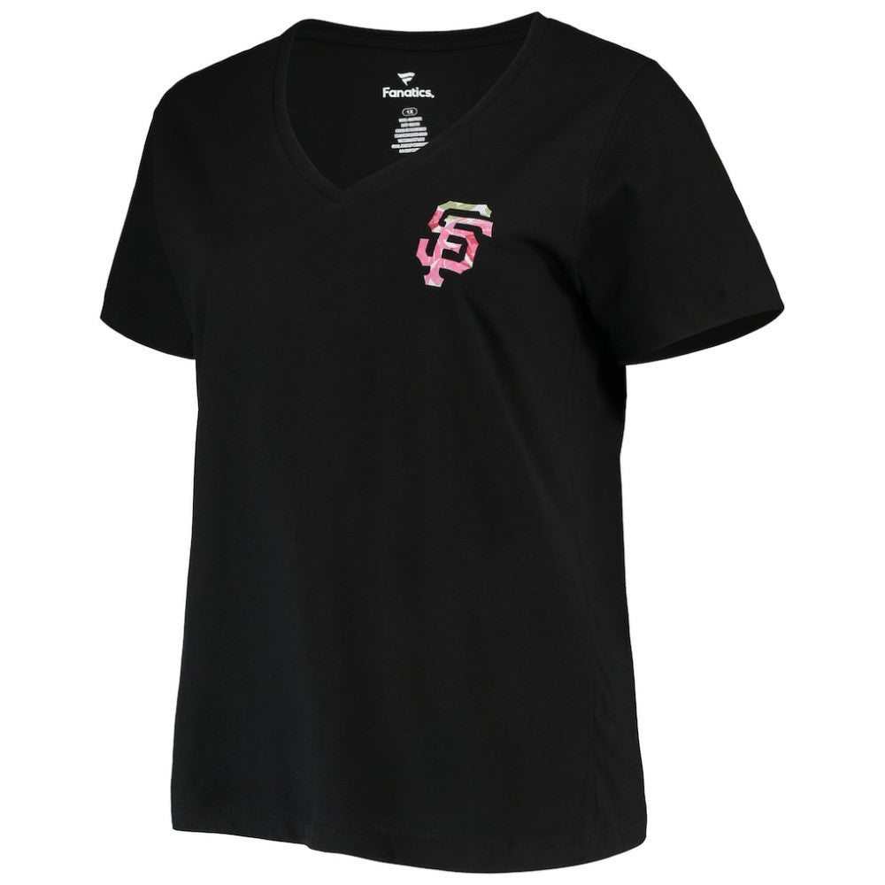 San Francisco Giants Women's Plus Size #1 Mom 2-Hit V-Neck T-Shirt Black
