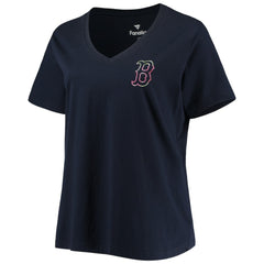Boston Red Sox Women's Plus Size #1 Mom 2-Hit V-Neck T-Shirt Navy