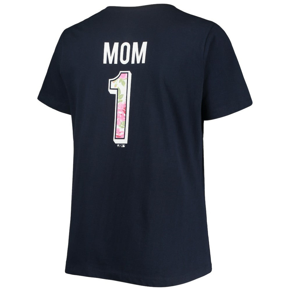 Boston Red Sox Women's Plus Size #1 Mom 2-Hit V-Neck T-Shirt Navy