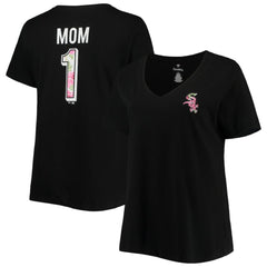 Chicago White Sox Women's Plus Size #1 Mom 2-Hit V-Neck T-Shirt Black