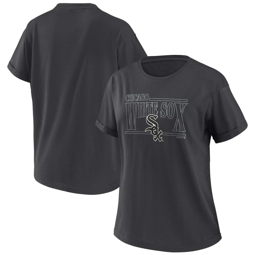 Chicago White Sox WEAR by Erin Andrews Women's Oversized Boyfriend T-Shirt Charcoal