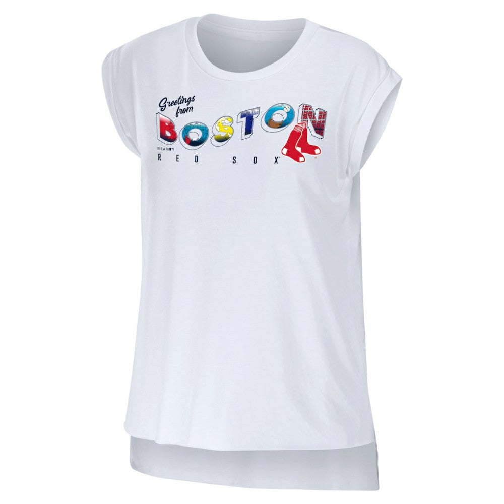 Boston Red Sox WEAR by Erin Andrews Women's Greetings From T-Shirt White