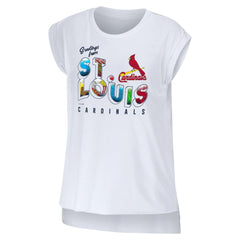 St. Louis Cardinals WEAR by Erin Andrews Women's Greetings From T-Shirt White