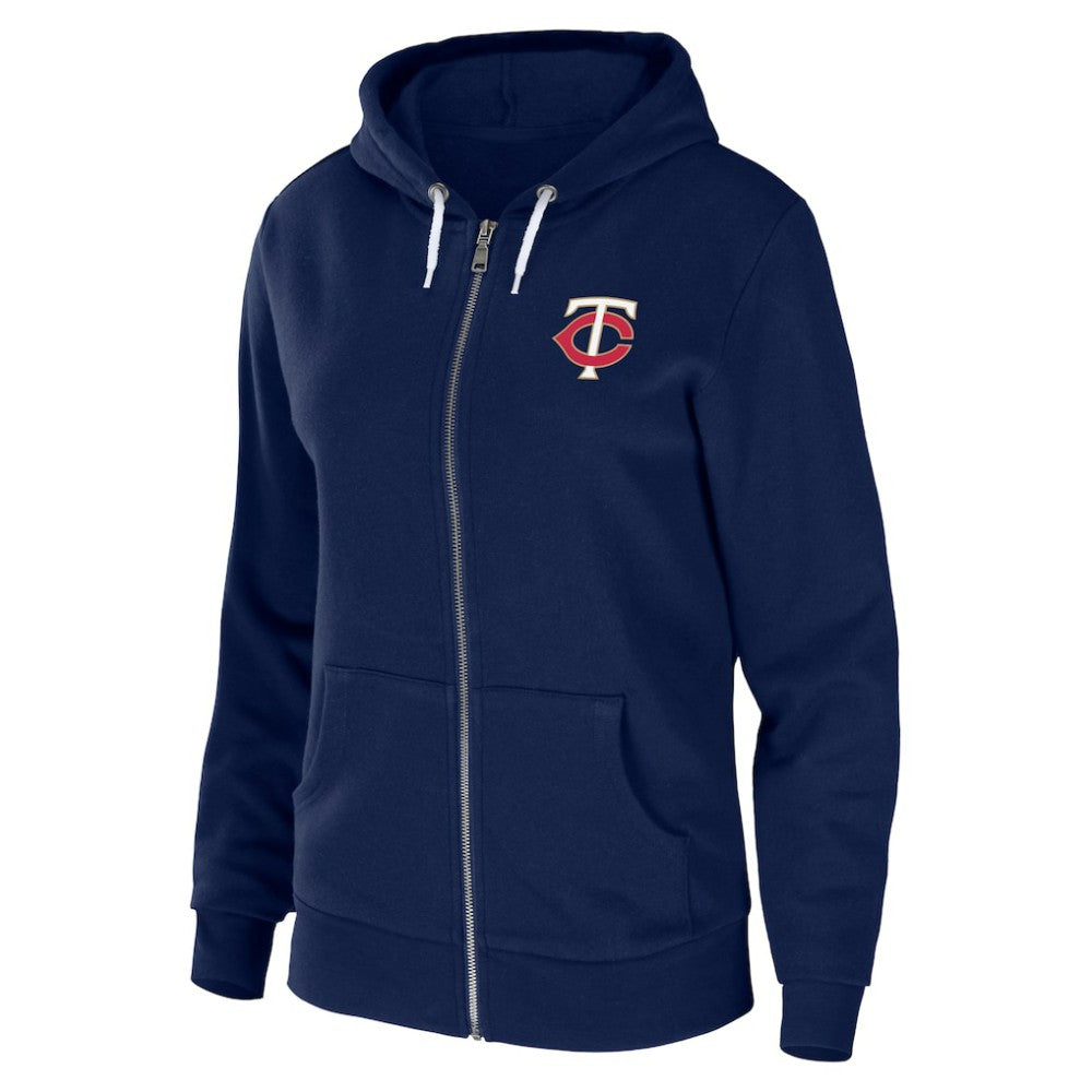 Minnesota Twins WEAR by Erin Andrews Women's Sponge Fleece Full-Zip Hoodie Navy