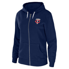 Minnesota Twins WEAR by Erin Andrews Women's Sponge Fleece Full-Zip Hoodie Navy