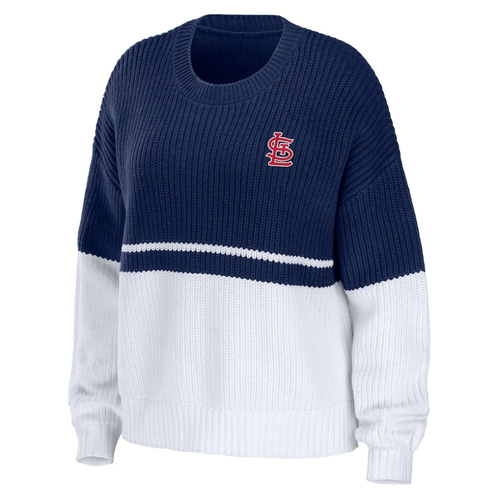 St. Louis Cardinals WEAR by Erin Andrews Women's Chunky Pullover Sweatshirt Navy/White