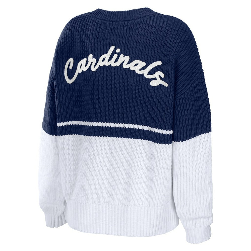 St. Louis Cardinals WEAR by Erin Andrews Women's Chunky Pullover Sweatshirt Navy/White