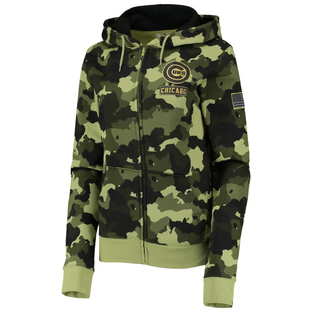 Chicago Cubs Women's 2022 MLB Armed Forces Day Camo Full-Zip Hoodie Green | New Era