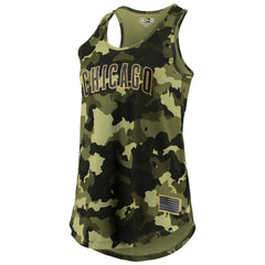 Chicago Cubs Women's 2022 MLB Armed Forces Day Camo Racerback Tank Top Green | New Era