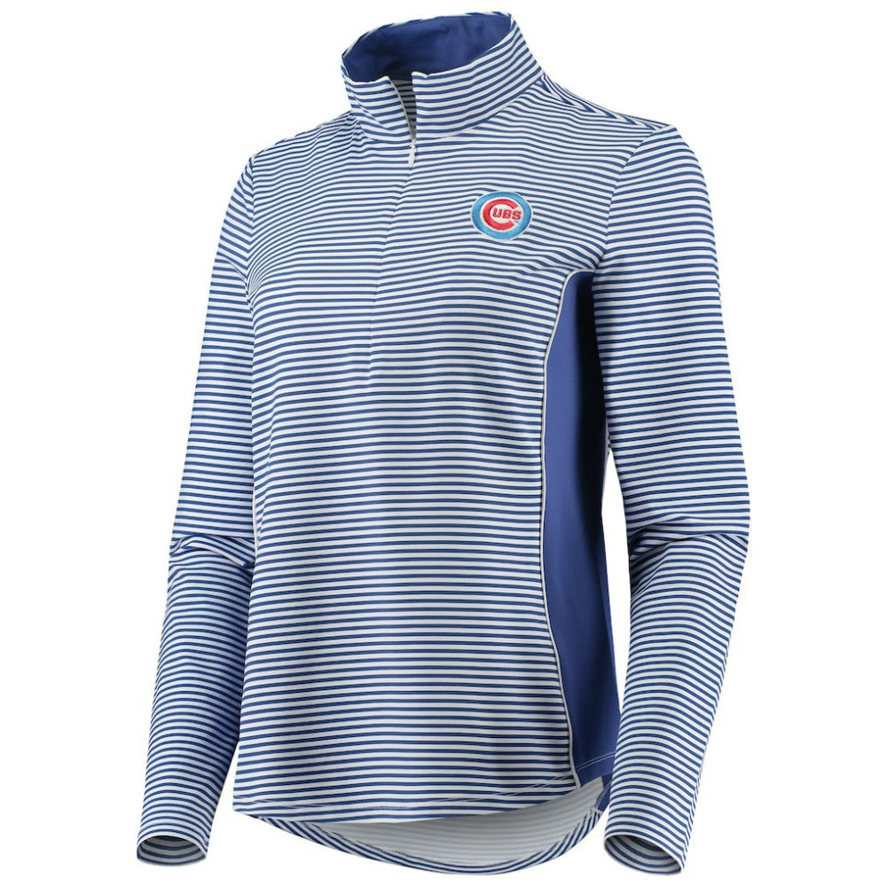 Chicago Cubs Tommy Bahama Women's Aubrey Stripe Block IslandZone Half-Zip Jacket Royal