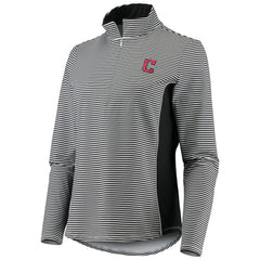 Cleveland Guardians Tommy Bahama Women's Aubrey Stripe Block IslandZone Half-Zip Jacket Black
