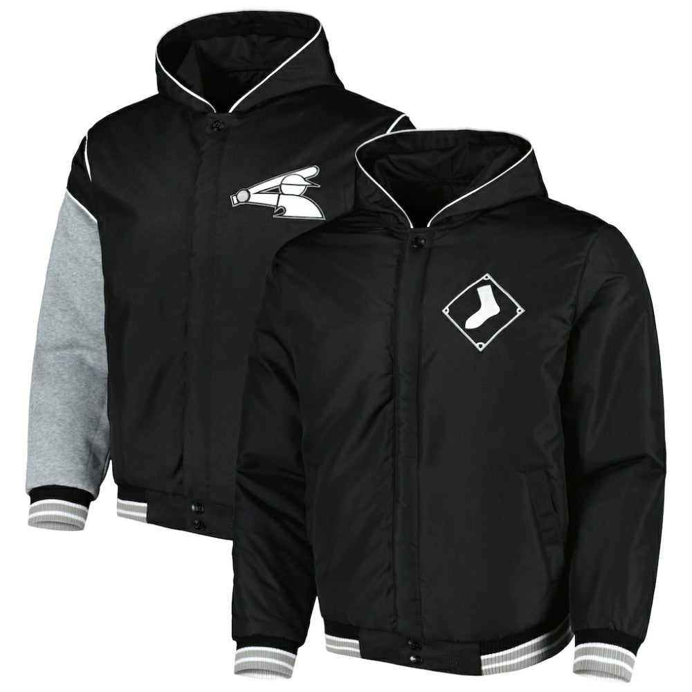 Chicago White Sox JH Design Reversible Fleece Full-Snap Hoodie Jacket Black