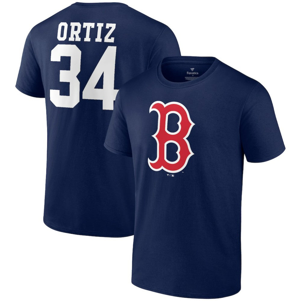 David Ortiz Boston Red Sox Logo Graphic T-Shirt Navy
