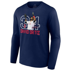 David Ortiz Boston Red Sox Stats Resume Long Sleeve T-Shirt Navy