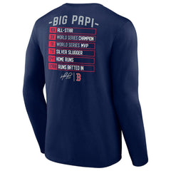 David Ortiz Boston Red Sox Stats Resume Long Sleeve T-Shirt Navy