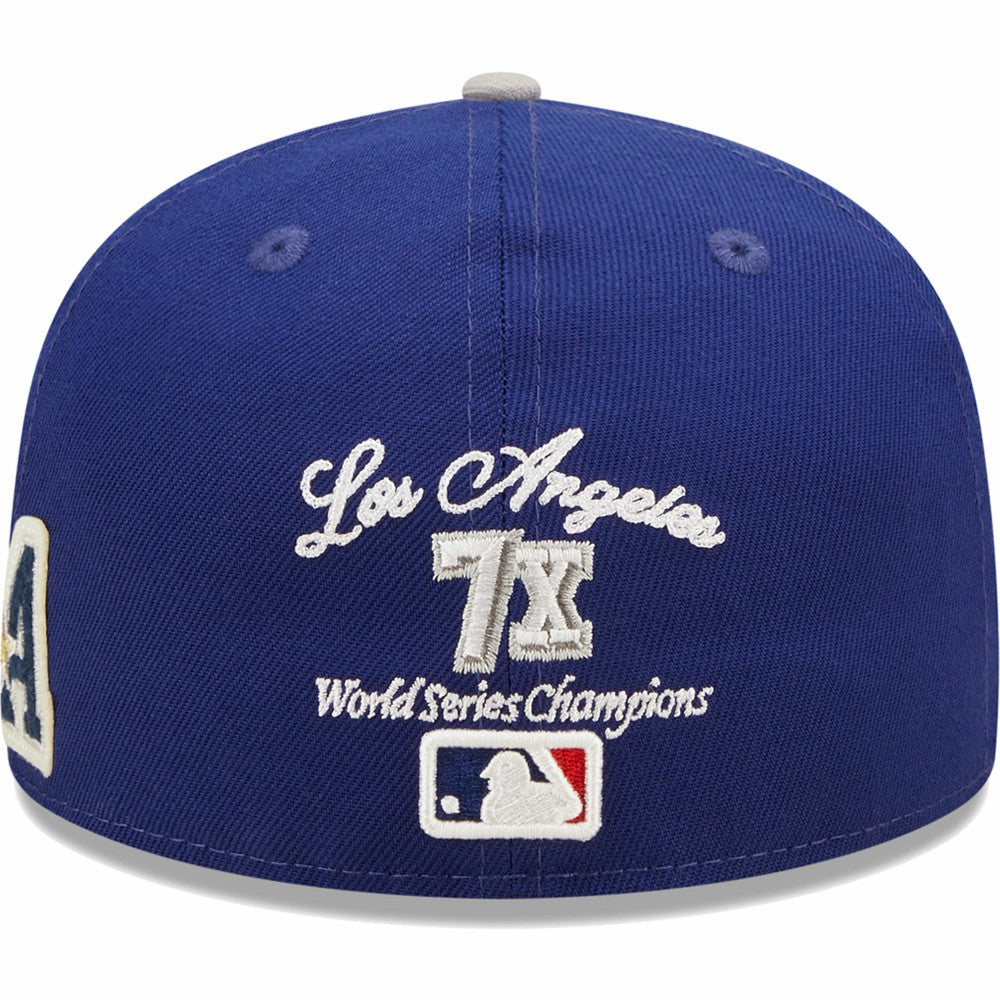 Los Angeles Dodgers 2020 World Series Champions  Letterman 59FIFTY Fitted Hat Royal/Gray | New Era