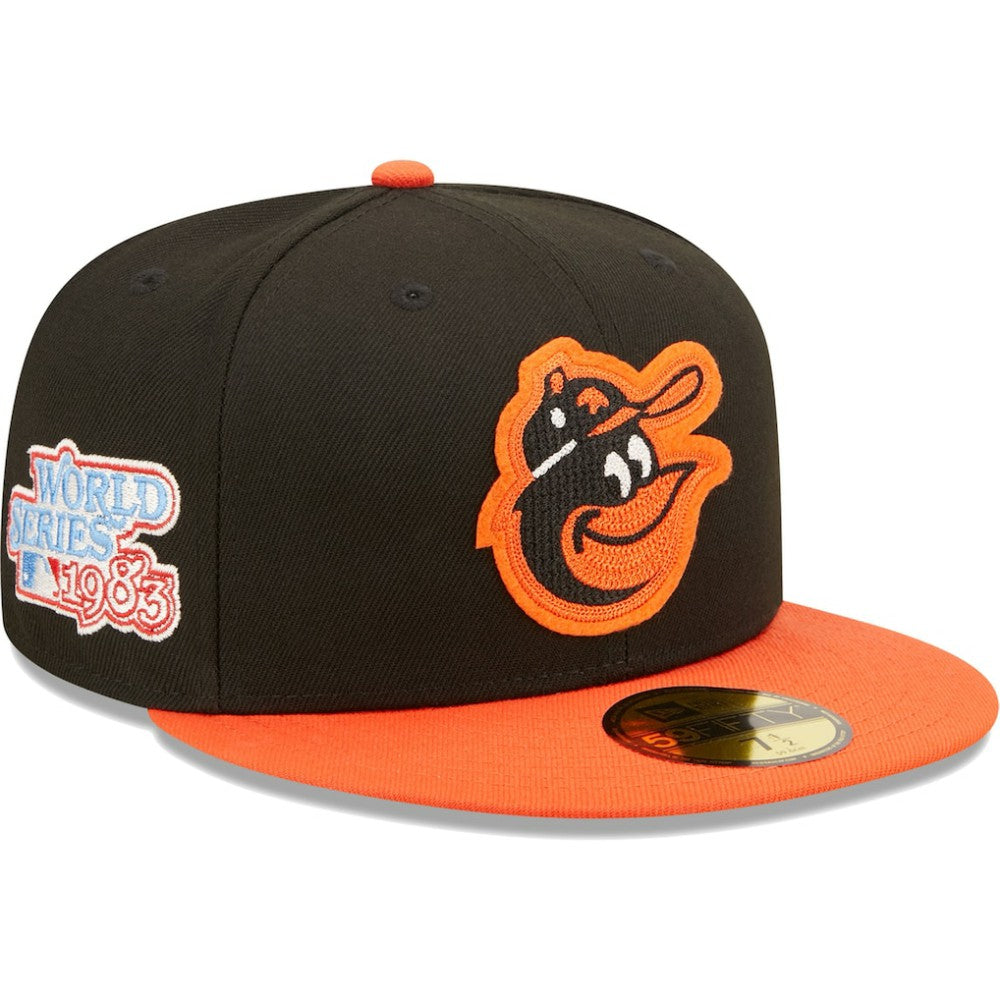 Baltimore Orioles 1983 World Series Champions  Letterman 59FIFTY Fitted Hat Black/Orange | New Era