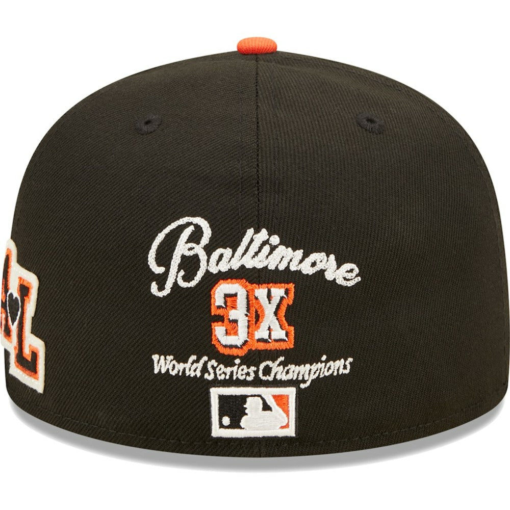 Baltimore Orioles 1983 World Series Champions  Letterman 59FIFTY Fitted Hat Black/Orange | New Era