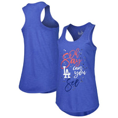 Los Angeles Dodgers Touch Women's Americana Tri-Blend Racerback Tank Top Royal