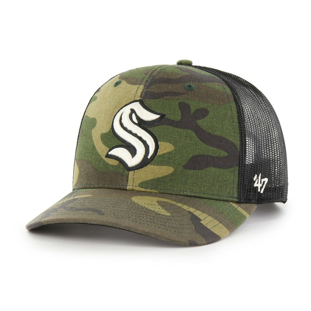 Seattle Kraken '47 Trucker Snapback Hat Camo/Black