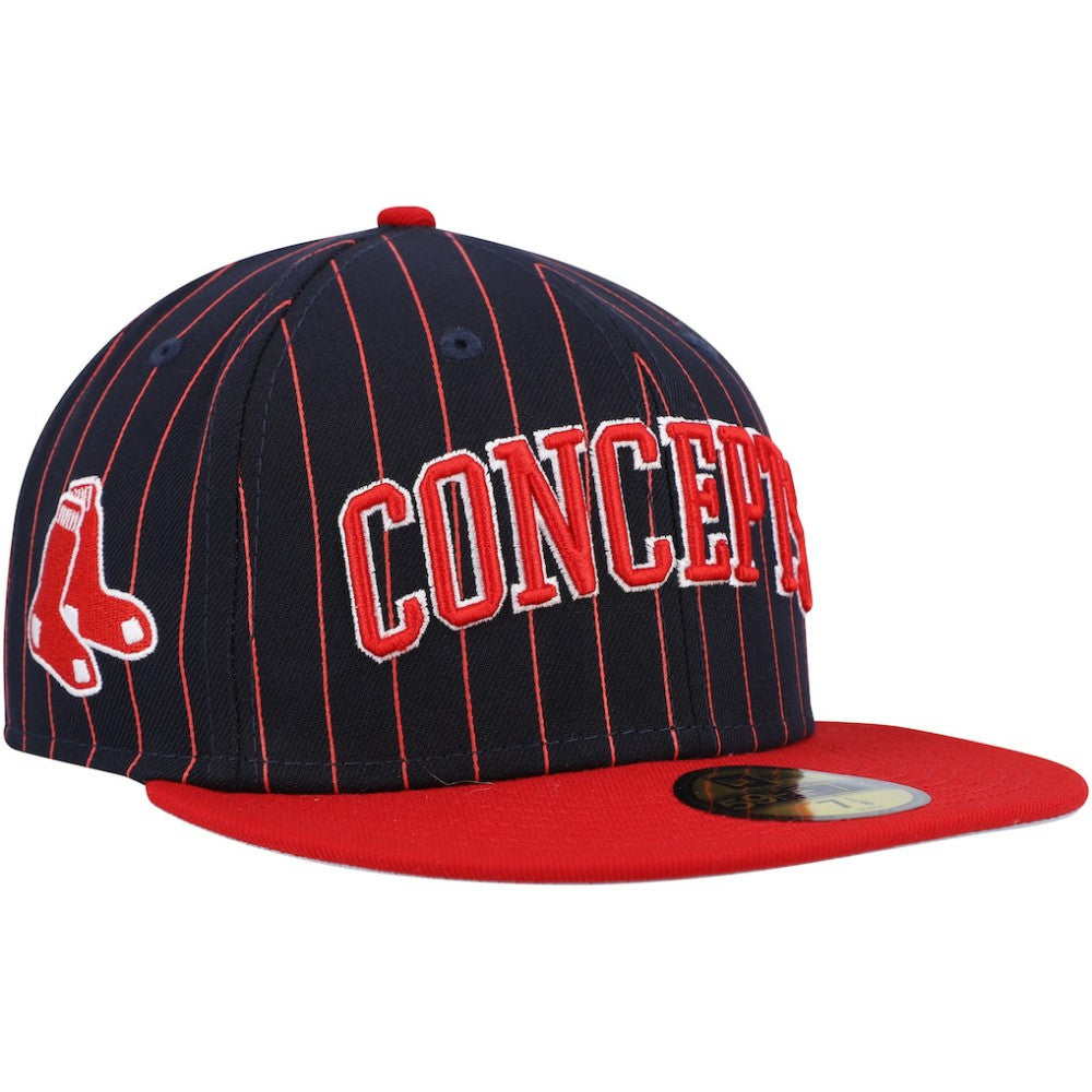 Boston Red Sox Concepts Pinstripe 59FIFTY Fitted Hat Navy | New Era