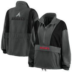 Atlanta Braves WEAR by Erin Andrews Women's Packable Half-Zip Jacket Charcoal