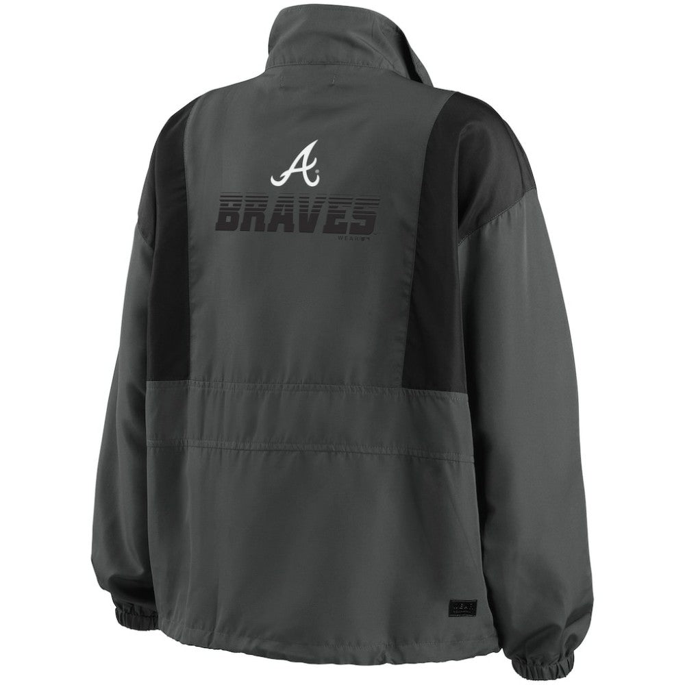 Atlanta Braves WEAR by Erin Andrews Women's Packable Half-Zip Jacket Charcoal