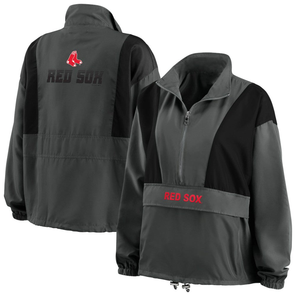 Boston Red Sox WEAR by Erin Andrews Women's Packable Half-Zip Jacket Charcoal