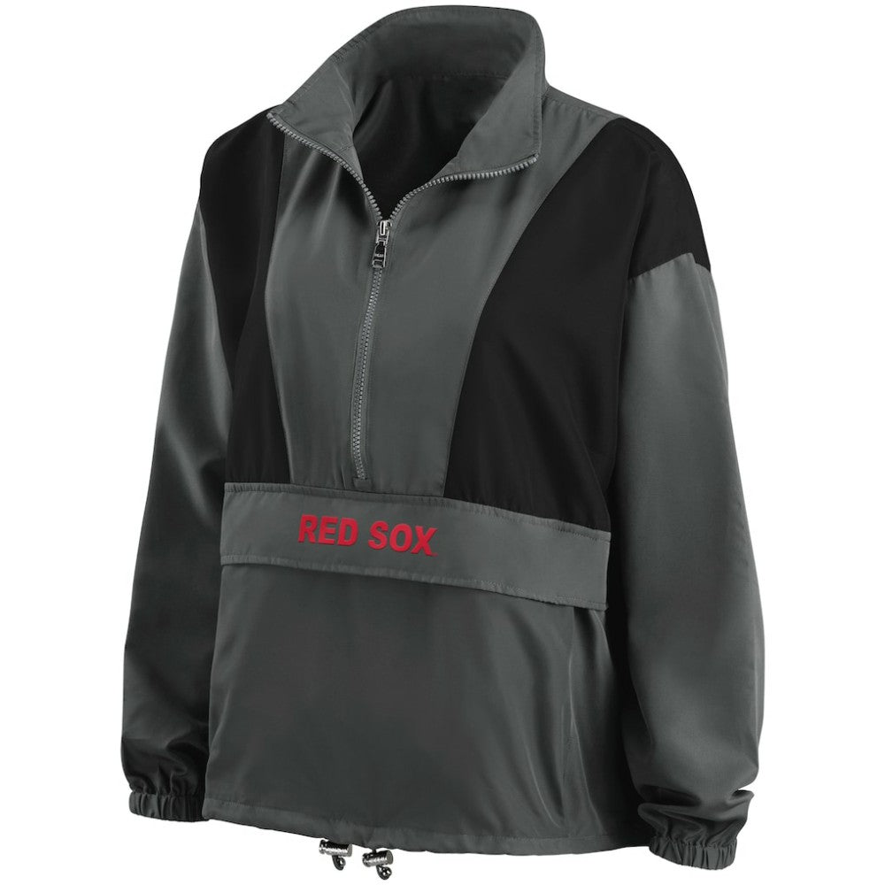 Boston Red Sox WEAR by Erin Andrews Women's Packable Half-Zip Jacket Charcoal