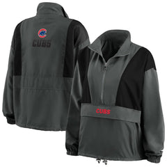 Chicago Cubs WEAR by Erin Andrews Women's Packable Half-Zip Jacket Charcoal